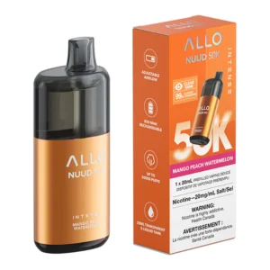 allo intense nuud 50k disposable vape device mango peach 20ml