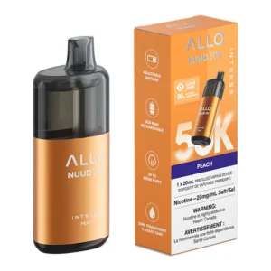 allo intense nuud 50k disposable vape device peach 20ml