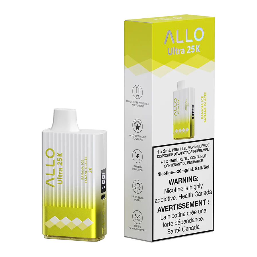 Allo Ultra 25K Disposable Vape Device - Banana Ice 17ml Allo Ultra 25K Disposable Vape Device - Banana Ice 17ml
